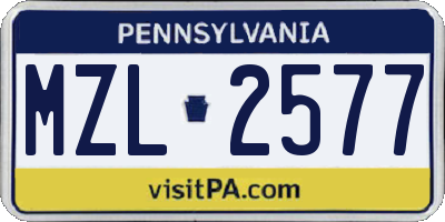 PA license plate MZL2577