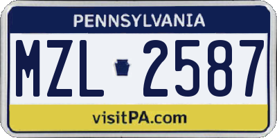 PA license plate MZL2587
