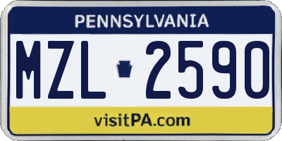 PA license plate MZL2590