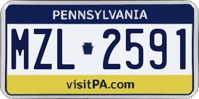 PA license plate MZL2591