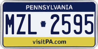 PA license plate MZL2595