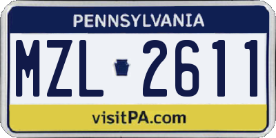 PA license plate MZL2611