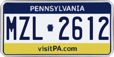 PA license plate MZL2612