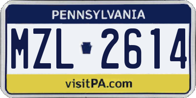 PA license plate MZL2614