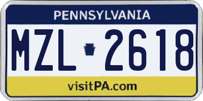 PA license plate MZL2618