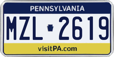 PA license plate MZL2619