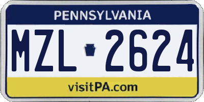 PA license plate MZL2624