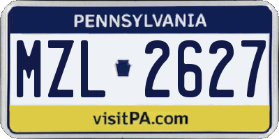 PA license plate MZL2627