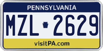PA license plate MZL2629