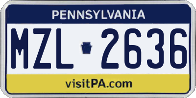 PA license plate MZL2636