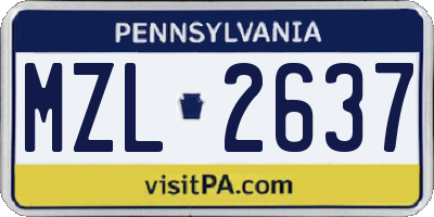PA license plate MZL2637