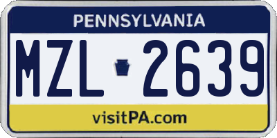 PA license plate MZL2639