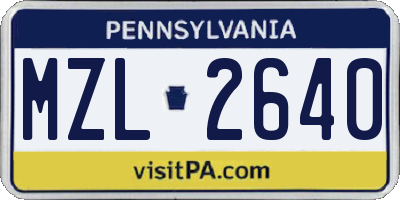 PA license plate MZL2640
