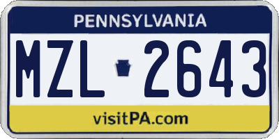 PA license plate MZL2643