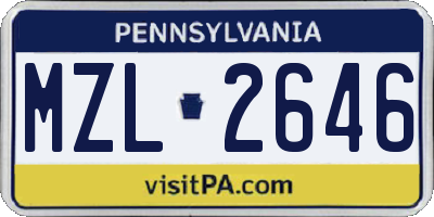 PA license plate MZL2646