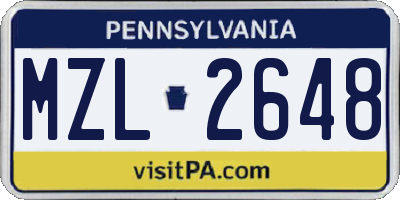 PA license plate MZL2648