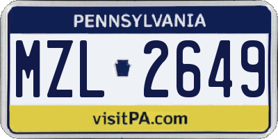 PA license plate MZL2649