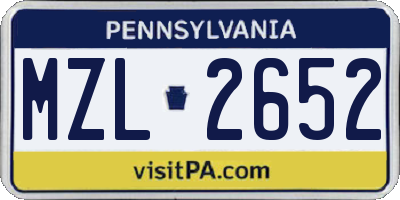 PA license plate MZL2652