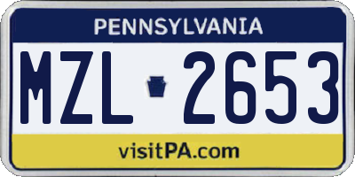 PA license plate MZL2653