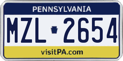 PA license plate MZL2654