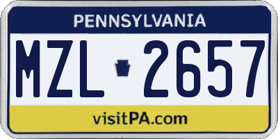 PA license plate MZL2657