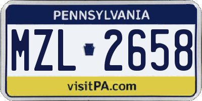 PA license plate MZL2658