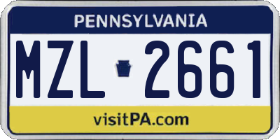 PA license plate MZL2661