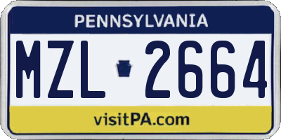 PA license plate MZL2664