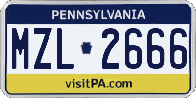 PA license plate MZL2666