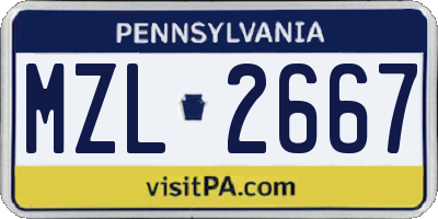 PA license plate MZL2667