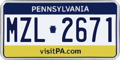 PA license plate MZL2671