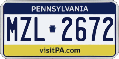 PA license plate MZL2672