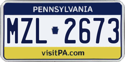 PA license plate MZL2673
