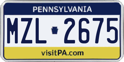 PA license plate MZL2675