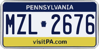 PA license plate MZL2676