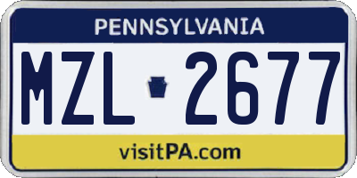 PA license plate MZL2677