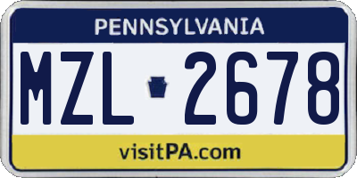 PA license plate MZL2678