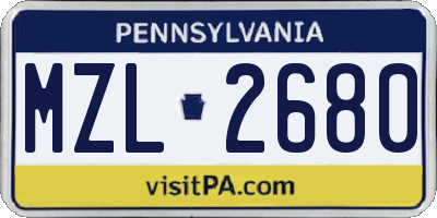 PA license plate MZL2680