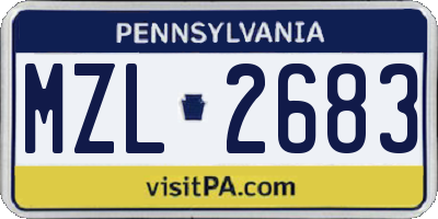 PA license plate MZL2683