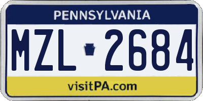 PA license plate MZL2684