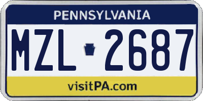 PA license plate MZL2687