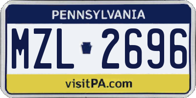 PA license plate MZL2696