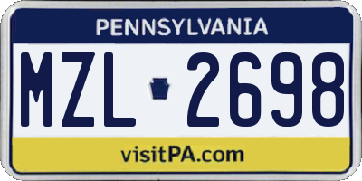PA license plate MZL2698