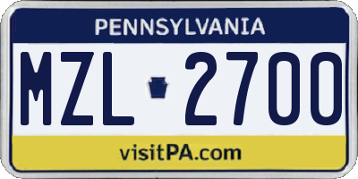PA license plate MZL2700