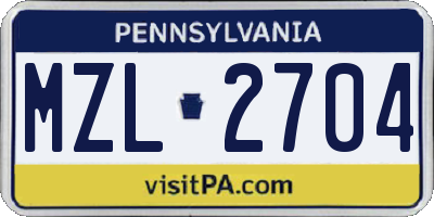 PA license plate MZL2704