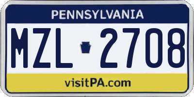 PA license plate MZL2708