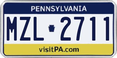 PA license plate MZL2711