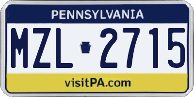 PA license plate MZL2715