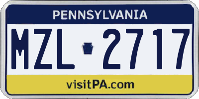 PA license plate MZL2717