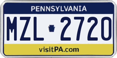 PA license plate MZL2720